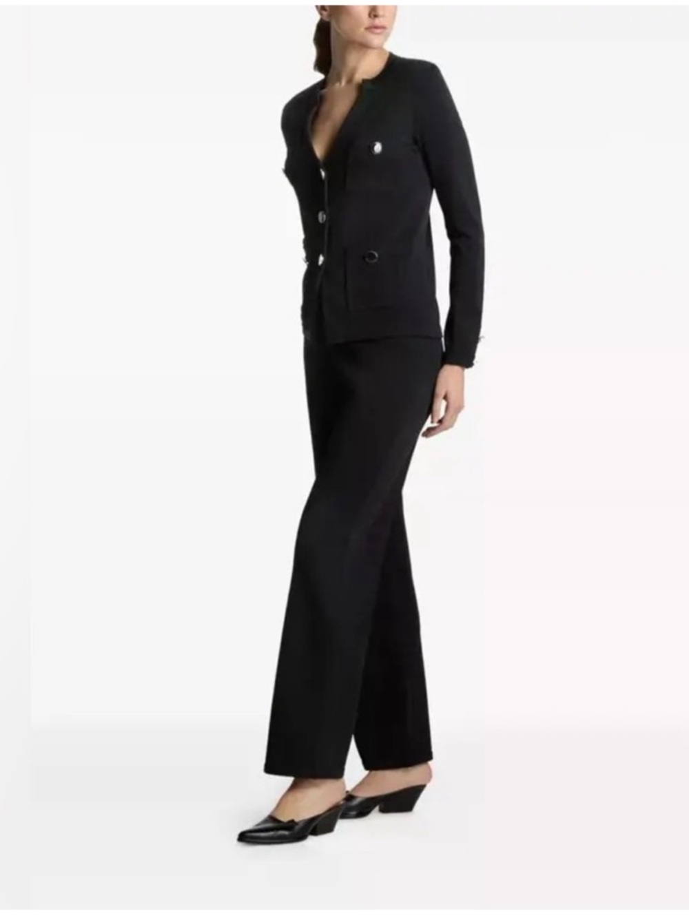 St. John Basic Santana Knit Pull-On Pants in Black
